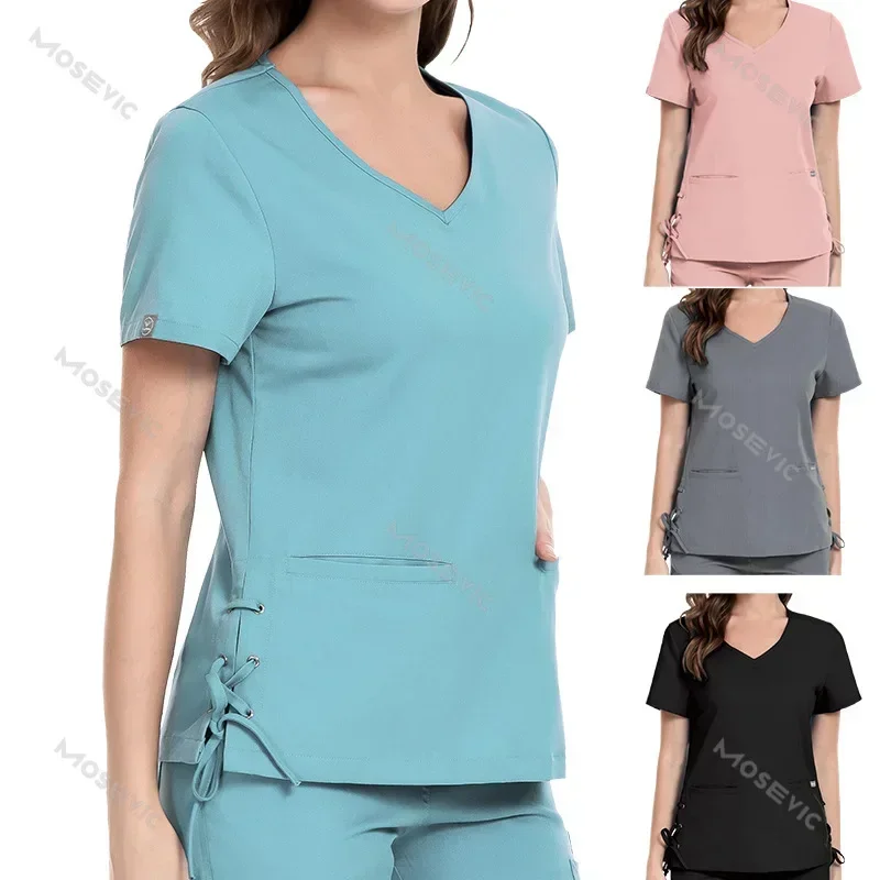 Hot Sale Anti Wrinkle Washable Soft Fabric Nurse Scrubs Hospital Uniform Medical Scrubs Women Jogger Scrubs Sets Pair