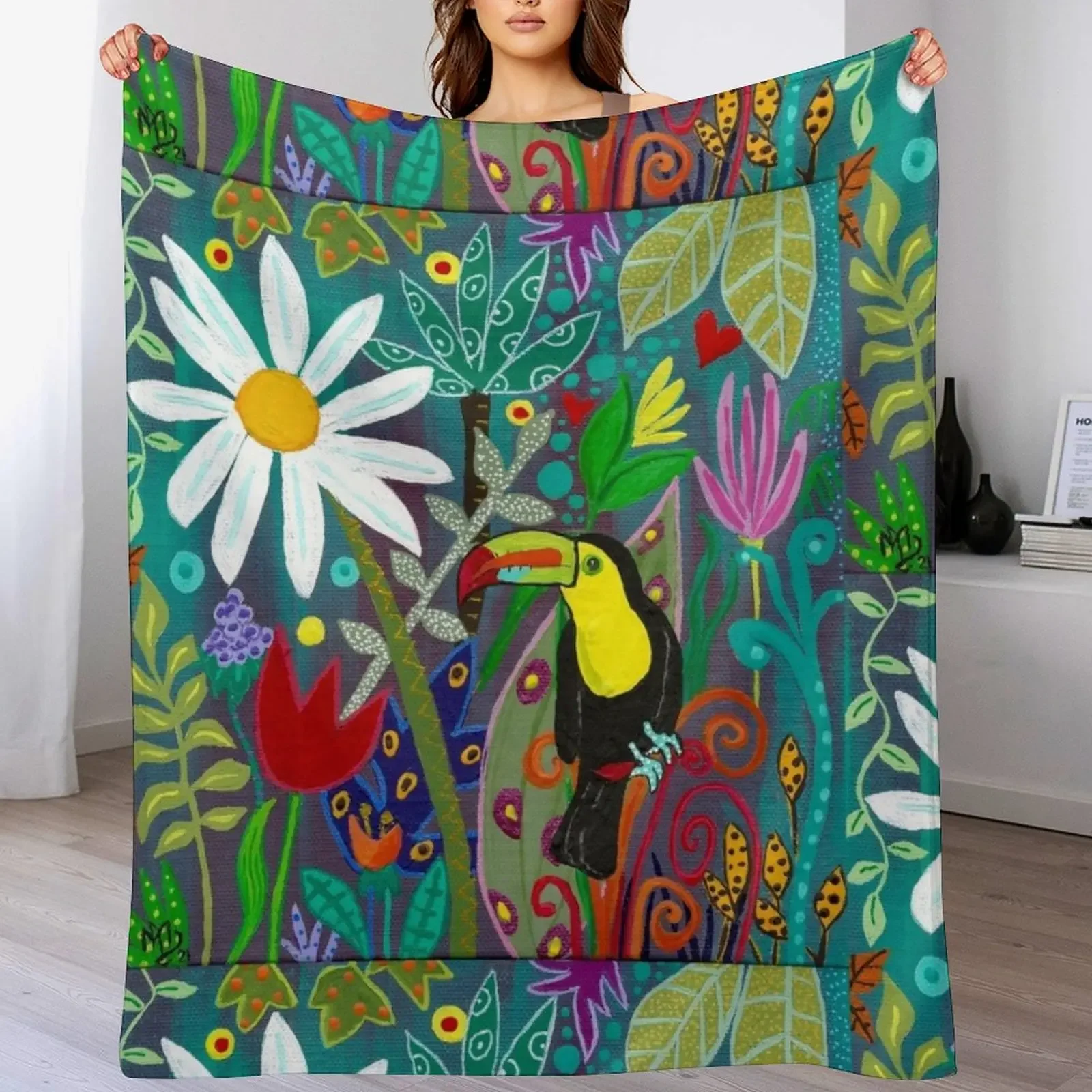 Toucan of the Rainforest Throw Blanket Anti Shedding Soft Fuzzy Blanket for Home