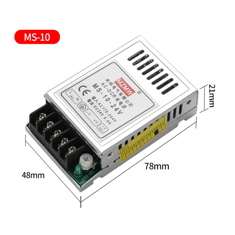 MZMW MS10 MS20 Series Switching Power Supply 10W 20W 5V 12V 24V 36V 48v Mini Size AC-DC Single Output MS-10-12 MS-20-24 MS-20-36