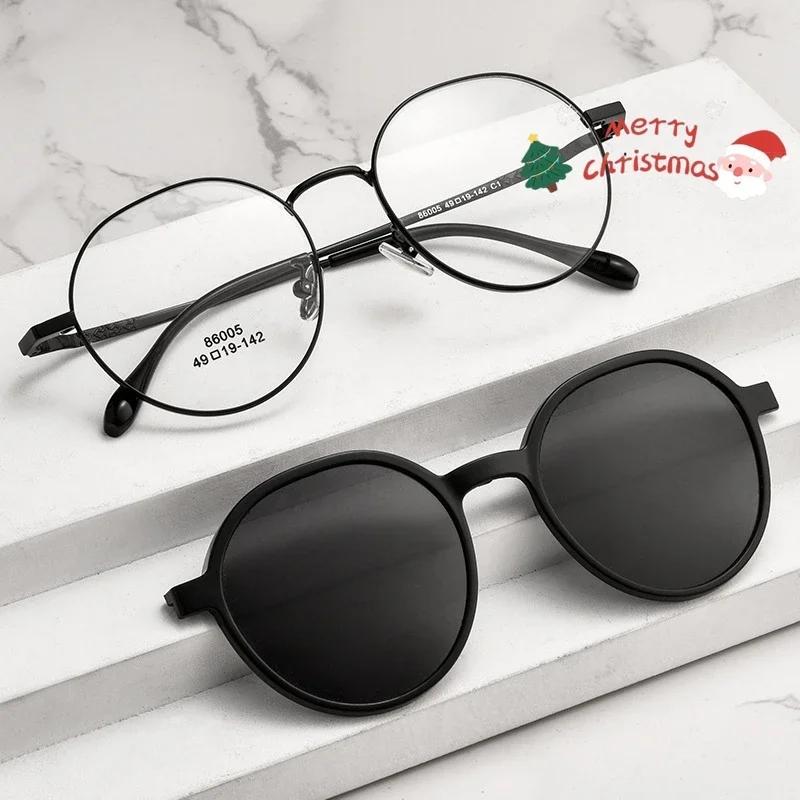 KIZN Fashion Polarizing Clip Eyewear UV Retro Round متعدد الوظائف إطار نظارات طبية بصرية للرجال والنساء #1
