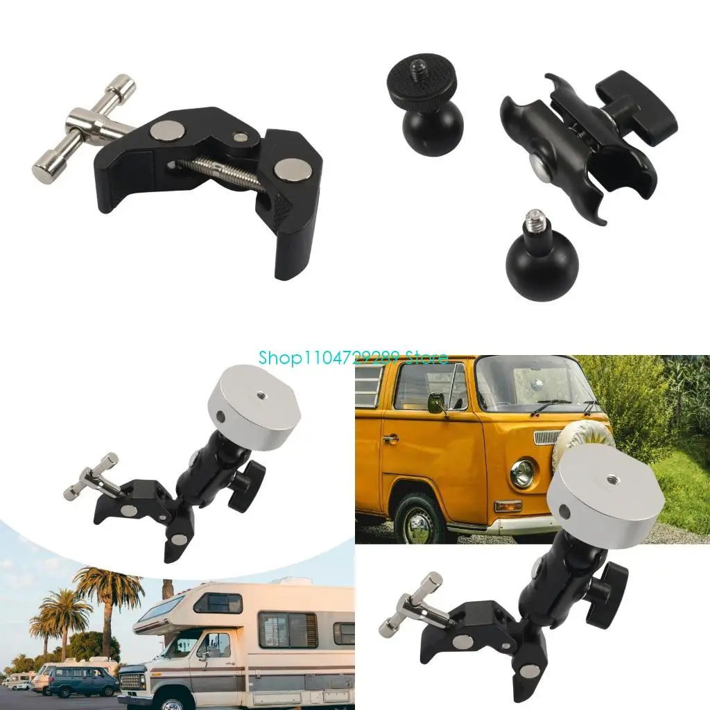 

D8KE Adjustable Clamp Mount for Mini 360 Degree Rotating Mount Holder for Yacht/Guardrails Aluminum Clamp Holder