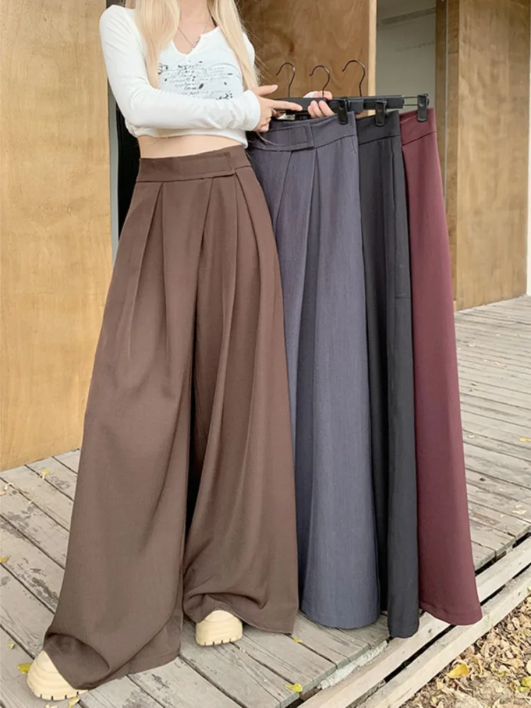

High Waist Wide Leg Casual Pants Floor Length Suit Style Korean Fashion Summer New plus Size Women's Comfortable Breathable