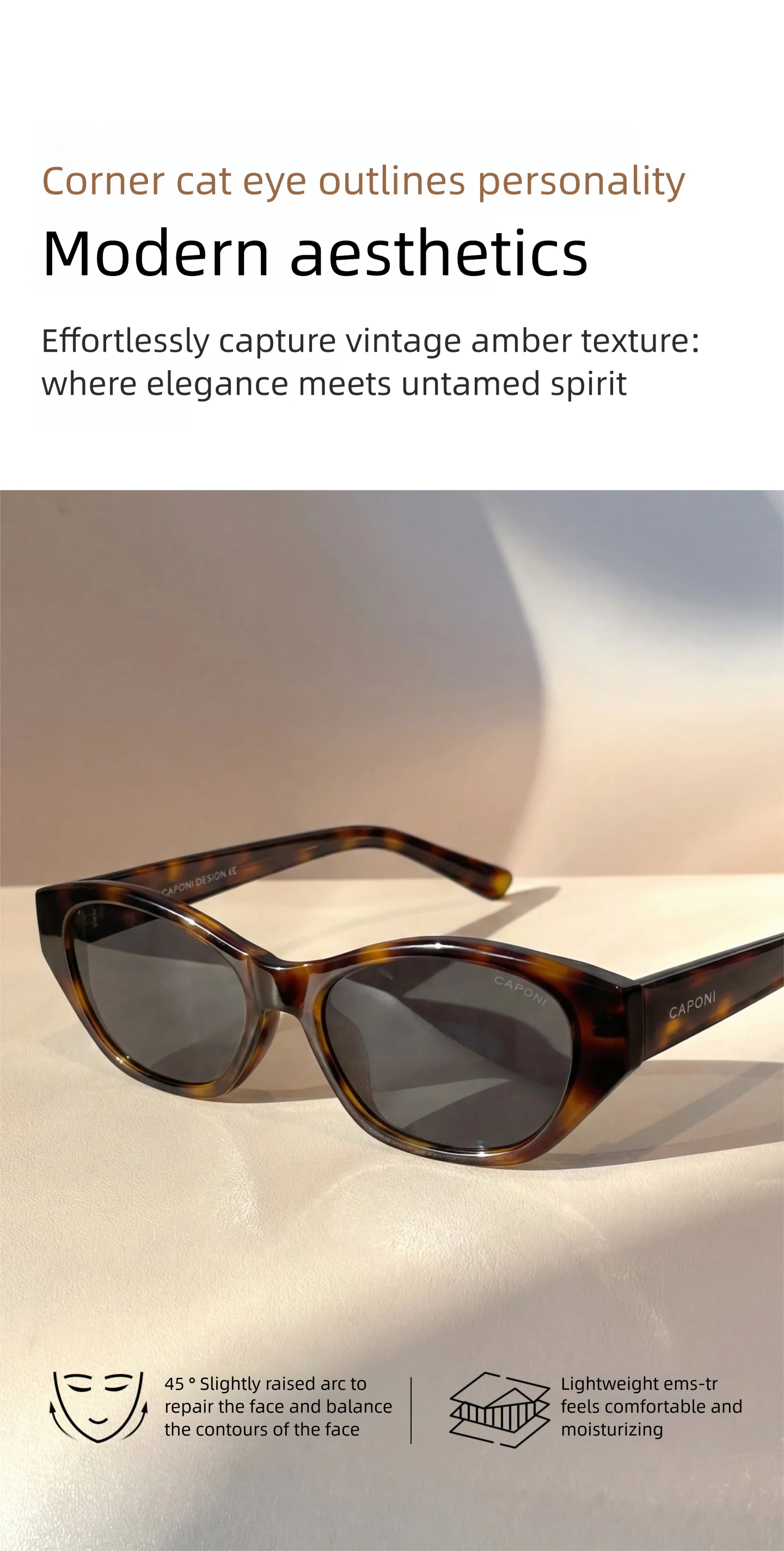 CAPONI Modische polarisierte Damen-Sonnenbrille 2026, Acetat, Outdoor, originelles Design, Brillen, UV400-Schutz, grüne Farbtöne, CP36015 – Detail 4