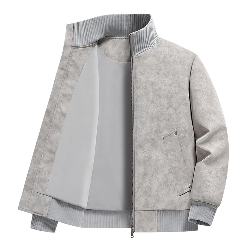Men Outdoor Running Sports Trend Windproof Warm Casual Jacket Retro Suede Motorcycle Cool Autumn Winter Imitation Leather Jacket