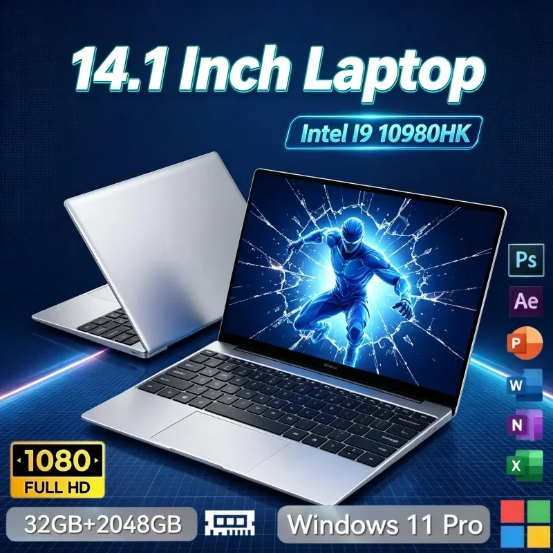 Hot Selling 14.1in Notebook Intel Core I9‑10980HK Win11 32GB RAM 2TB SSD Portable Laptop For Home Daily Working And Leisure