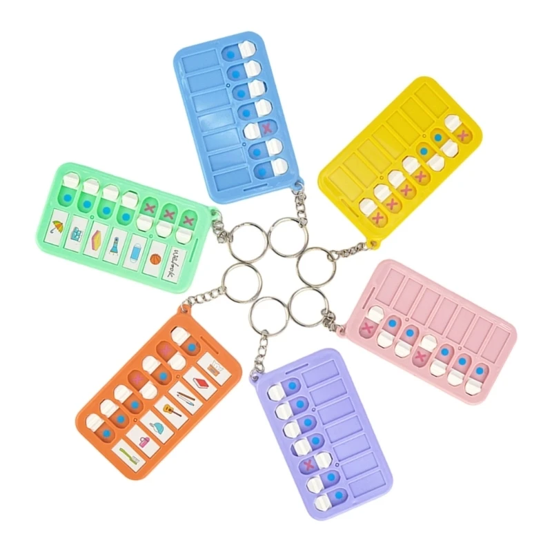 77JC 6Pcs Reminder Board Portable Visual Daily Schedule for Kids School Bag Pendant Daily Task Planning Pad with Stickers