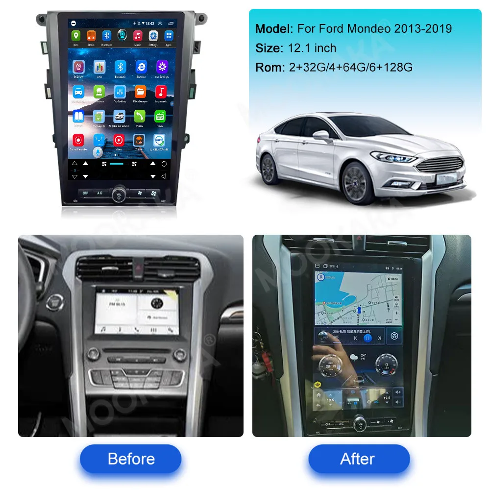 12.1 Inch Car Radio For Ford Mondeo Fusion MK5 2013-2019 Auto Stereo Multimedia Player GPS Navigation Wireless Carplay DSP Video