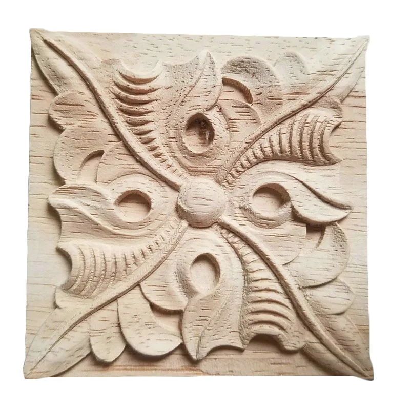 8cm 15cm Vintage Unpainted Wood Carved Decal Corner Onlay Applique Frame Home Decoration Accessories Furniture Wall Decor Crafts