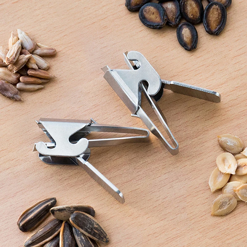 1Pc Stainless Steel Peeling Melon Seeds Pine Nut Nut Opening Device Melon Seed Peeler Peanut Sheller Melon Seeds Clip Peeler