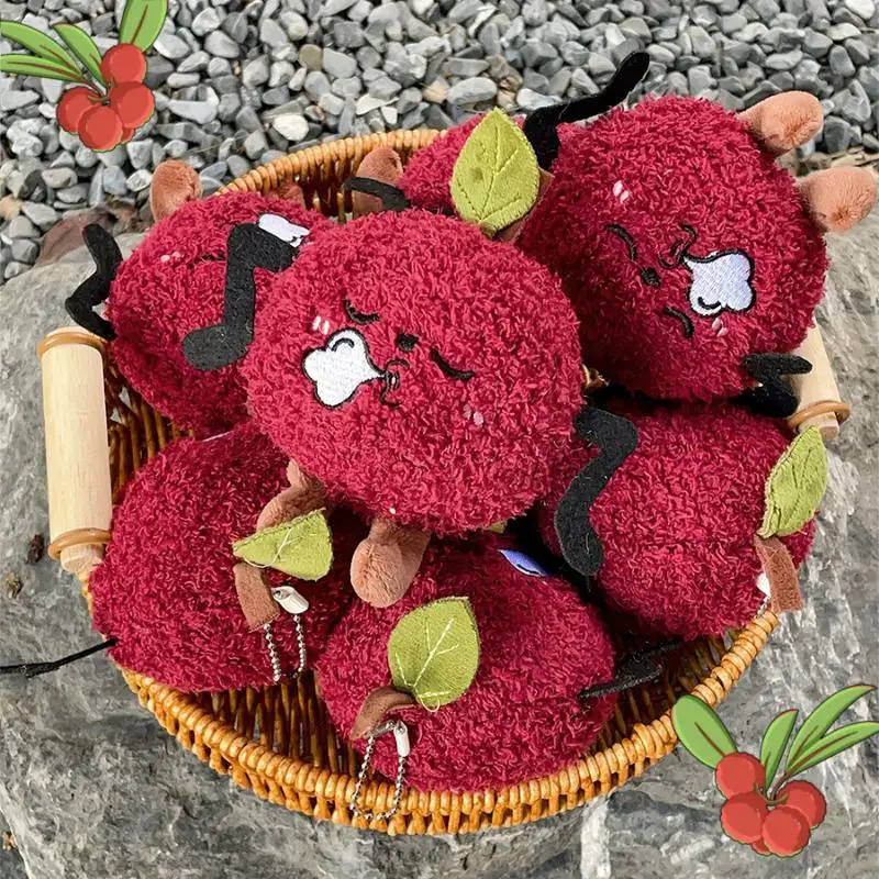 Cute Creative Plush Bayberry Pendant Keychain Cartoon Simulated Fruit Fashion Backpack Decoration Accessories Gifts Women