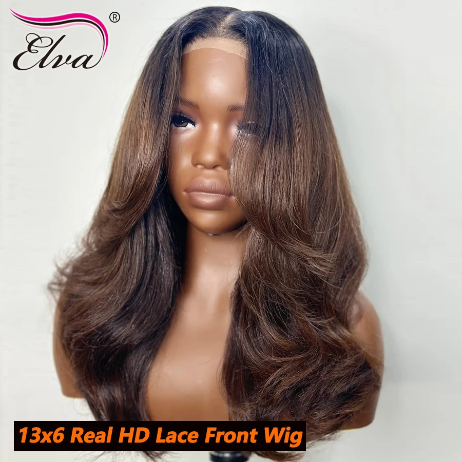 

Elva Hair HD Lace Wig 13x6 Ombre Colored Human Hair Wigs 5x5 9x6 HD Lace Closure Wig Glueless Wig Brazilian Hair Wigs For Women