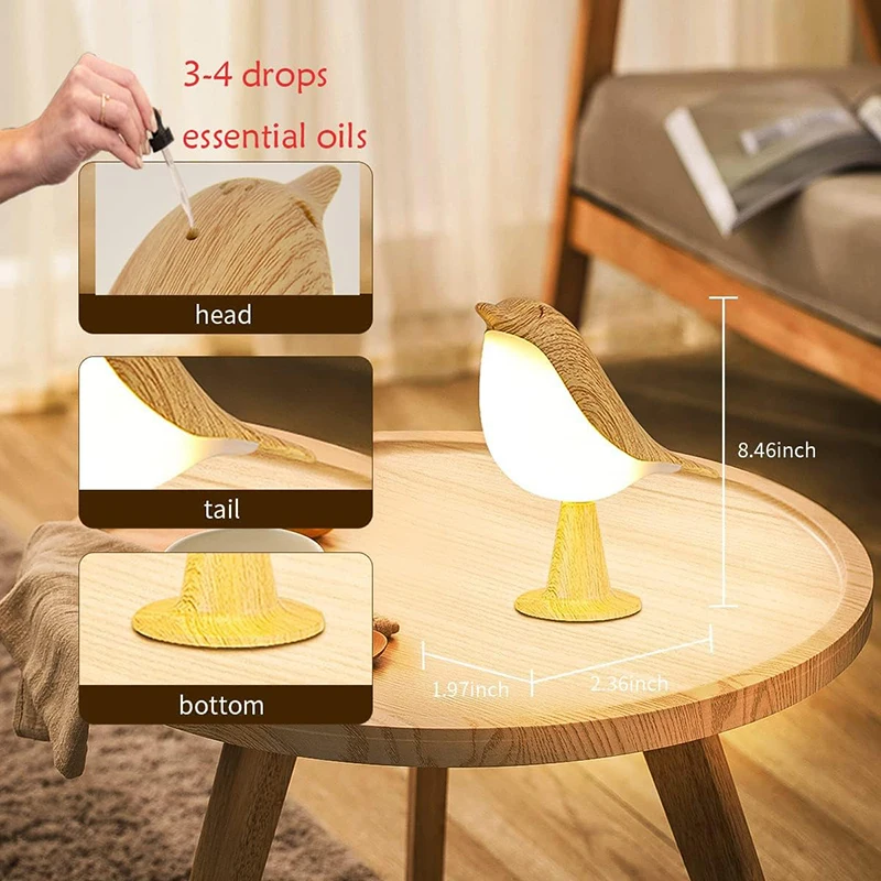 Modern Night Light Touch Control Bedroom Table Reading Lamp Home Tool Cute Small Bird Shape Protect Sleeping Creative Atmosphere