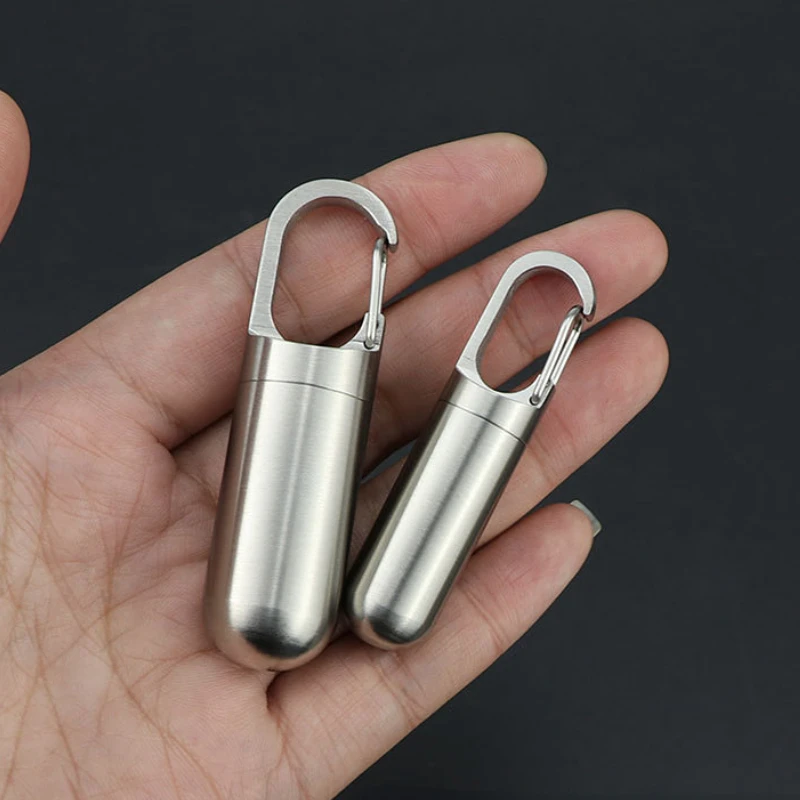 Stainless Steel Waterproof Portable Medication Organiser Sealed Box Pendant Creative Sealed First-Aid Pill Tablet Container Gift