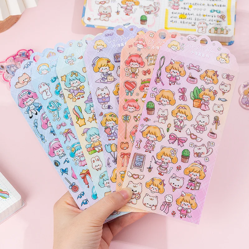 1sheet Korean Cute Cartoon Sticker DIY Album Phone Decoration Small Hand Account Diary Sticker Adhesive Label Decor New 2022