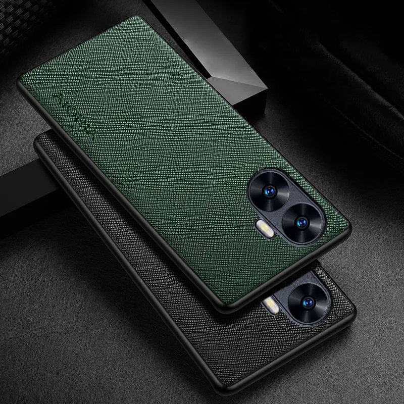 Case for  Realme C55 C33 C31 C30 Cross pattern Leather cover Luxury coque Realme C35