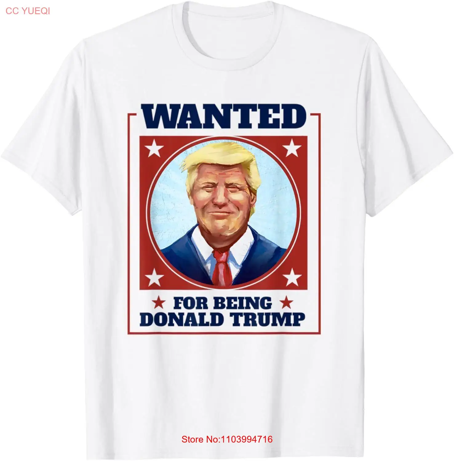 Wanted For Being Donald Trump Indictment Poster 2023 T-Shirt Small, White