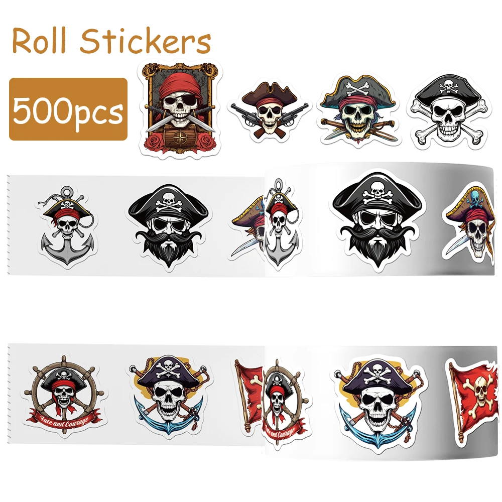 500pcs Horrible Pirate Roll Stickers Decals For Laptop Scrapbook Suitcase Skateboard Helmet DIY Aesthetic Stickers Creative Gift