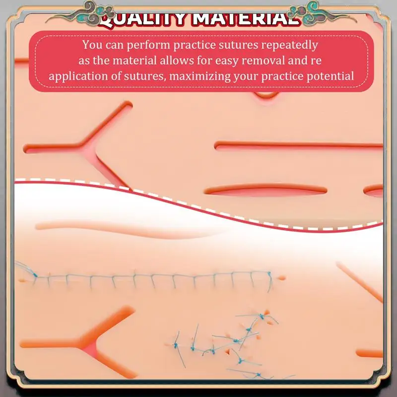 

Прочный 3-х шт. шовный коврик 3-слойный шовный коврик с ранами для практики наложения швов для практики ветеринарных студентов