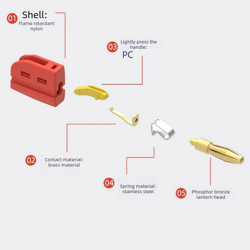 Solderless Quick Connect 4mm High Current 32A Banana Plug Lantern Head Power Test Instrument Plug