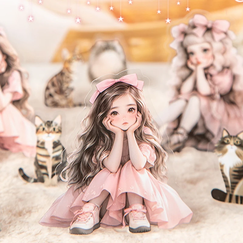 

Бумага Kawaii, милая девочка с кошачьей тематикой, набор наклеек, детские наклейки, сделай сам, справочник, дневник, чехол для телефона, 100 шт.