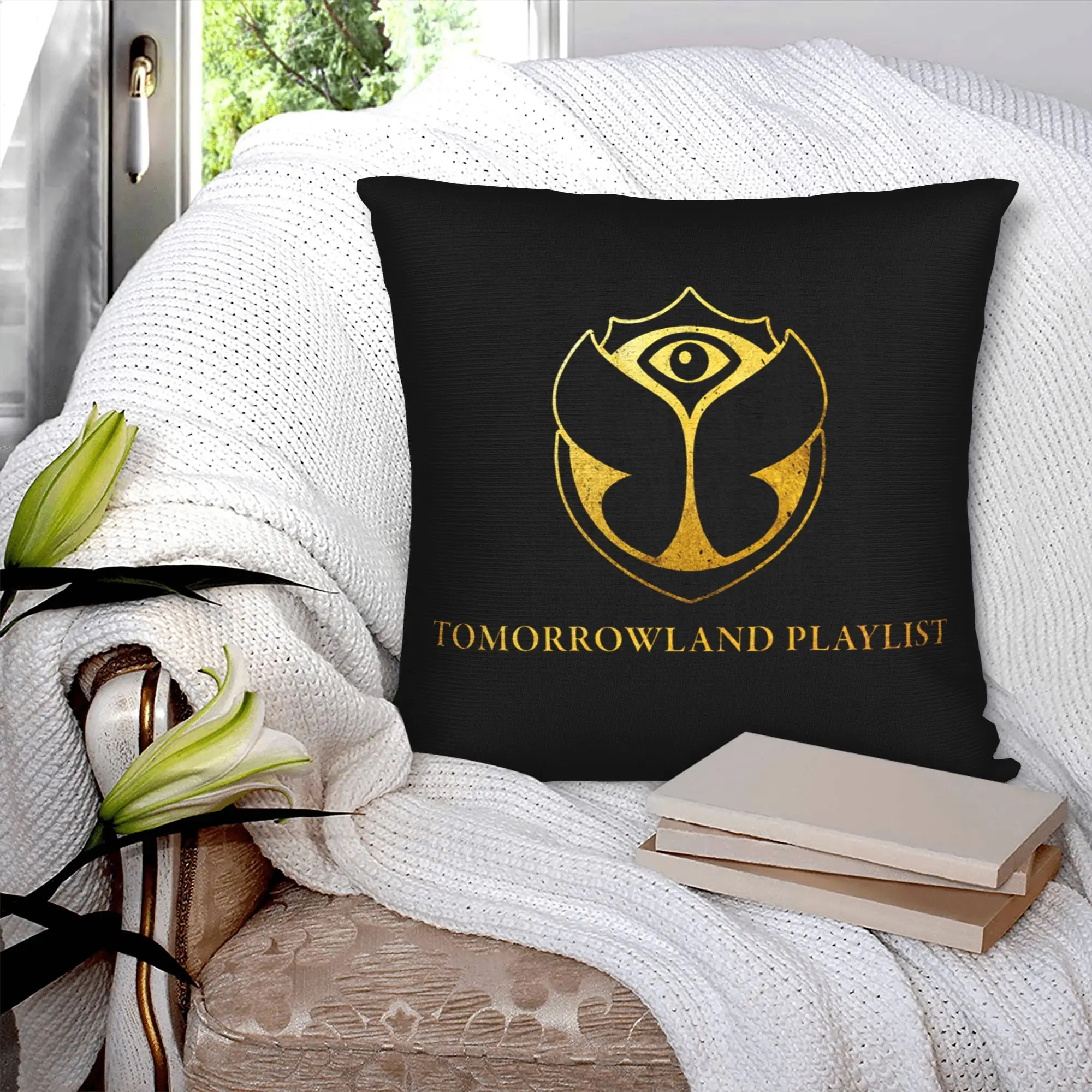 Tomorrowland Cushion Cover 40x40cm Polyester Belgian Electronic Dance Music Festival Pillow Case for Car Square Pillowcase