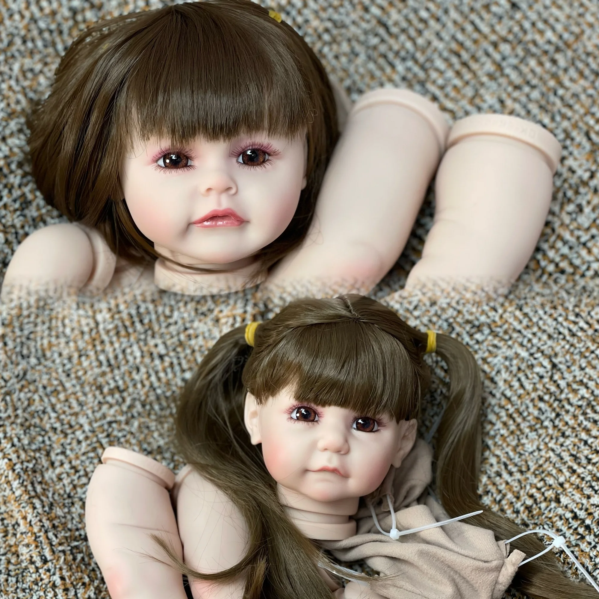 18Inch Sue-sue Bebe Reborn Doll Kits With Hair Wig Painted Blank Vinyl Doll Kits Unfinished Reborn Doll Parts Bebê Reborn