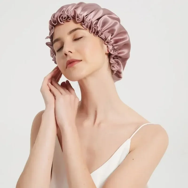 

New Style WOMEN'S Fashion Double-layer Tinted Nightcap Beauty Salons Can Adjust the Button Chemotherapy Cap