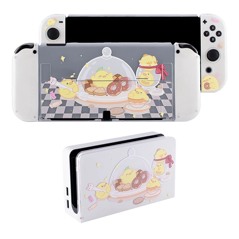 

Cute Cartoon Protective Case and JoyCon Cover Compatible with Nintendo Switch/OLED Hard PC Cover NS Dockable Protective Shell