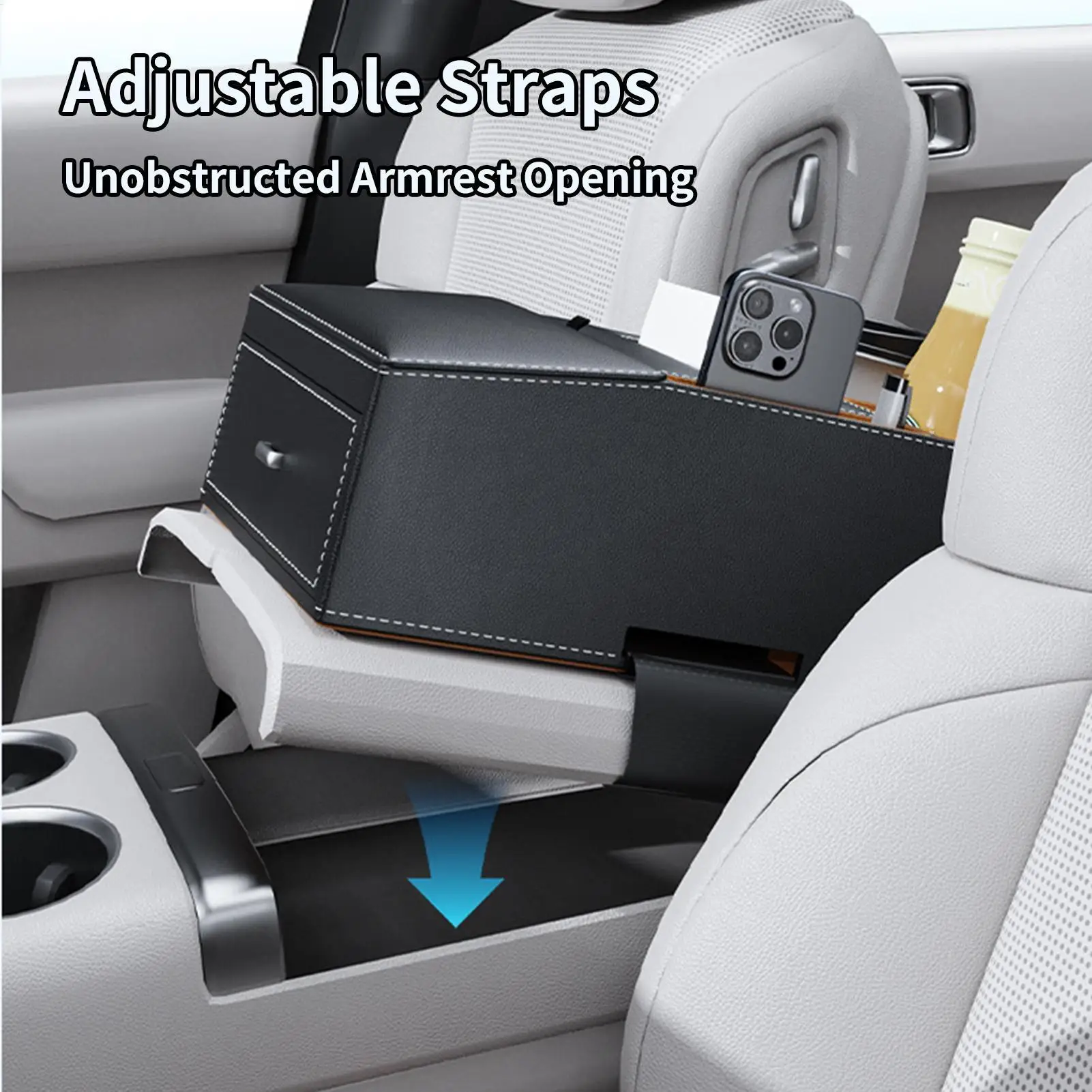 Car Armrest Organizer Ergonomic Cover Cushion Car Arm Rest Organizer Cup Holder For Automotive Interior Phone Accessories