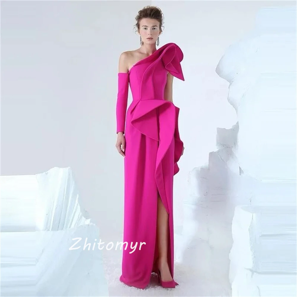 Jiayigong  Prom Modern Style Off The Shoulder A-line Ruched Floor-Length Satin Bespoke Occasion Dresses Evening