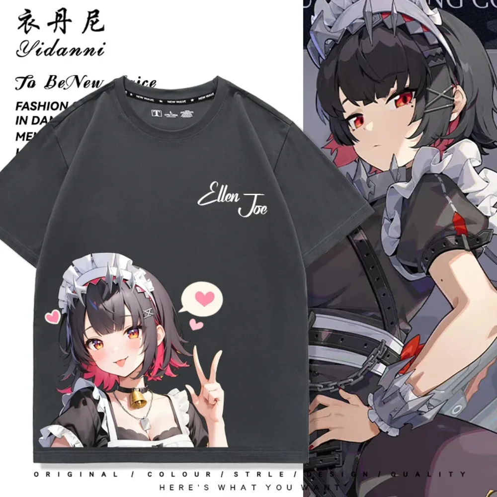 Anime Zenless Zone Zero Game Ellen Joe Fashion Street Wear Summer Unisex New Cosplay Neutral Short Sleeve T-Shirt