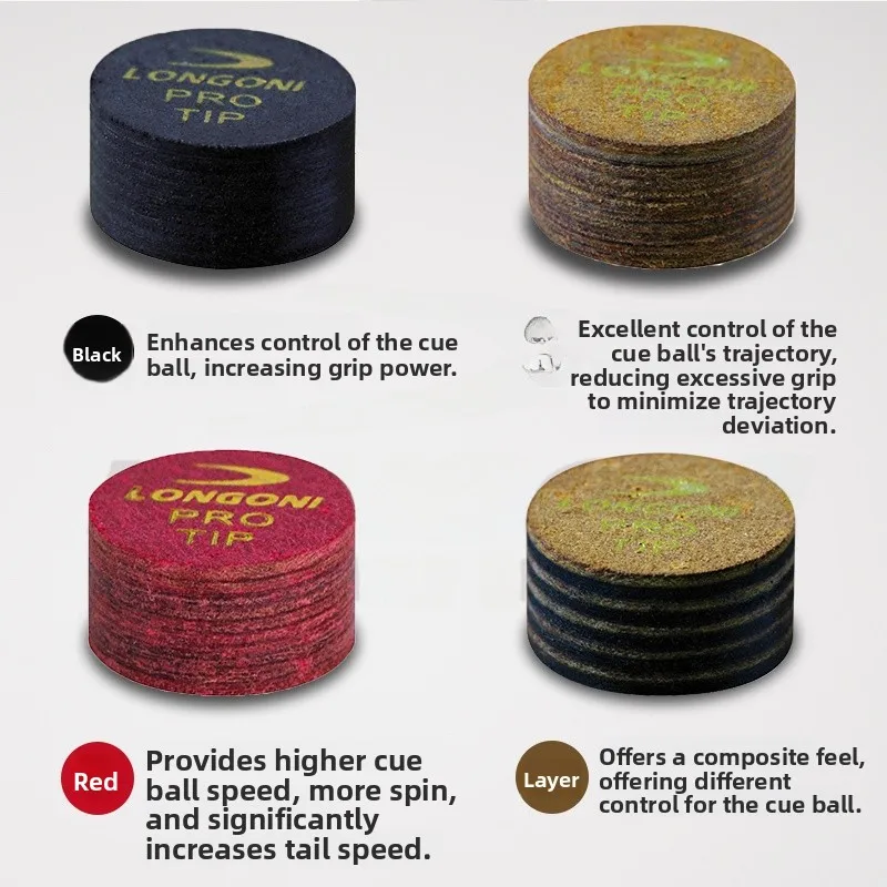 Ponta de Taco de Bilhar Longoni Multi-Camadas em Pele de Porco, Cabeça Pequena, Preta, para Snooker, Suprimentos para Fãs de ...