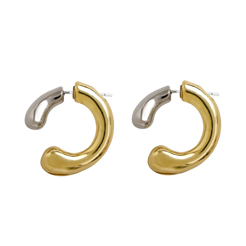 Two-tone Metal Bar Post Earrings For Women Fashion Jewelry Fancy Designer New Style Punk Party Accessories Wholesales Gift C1633