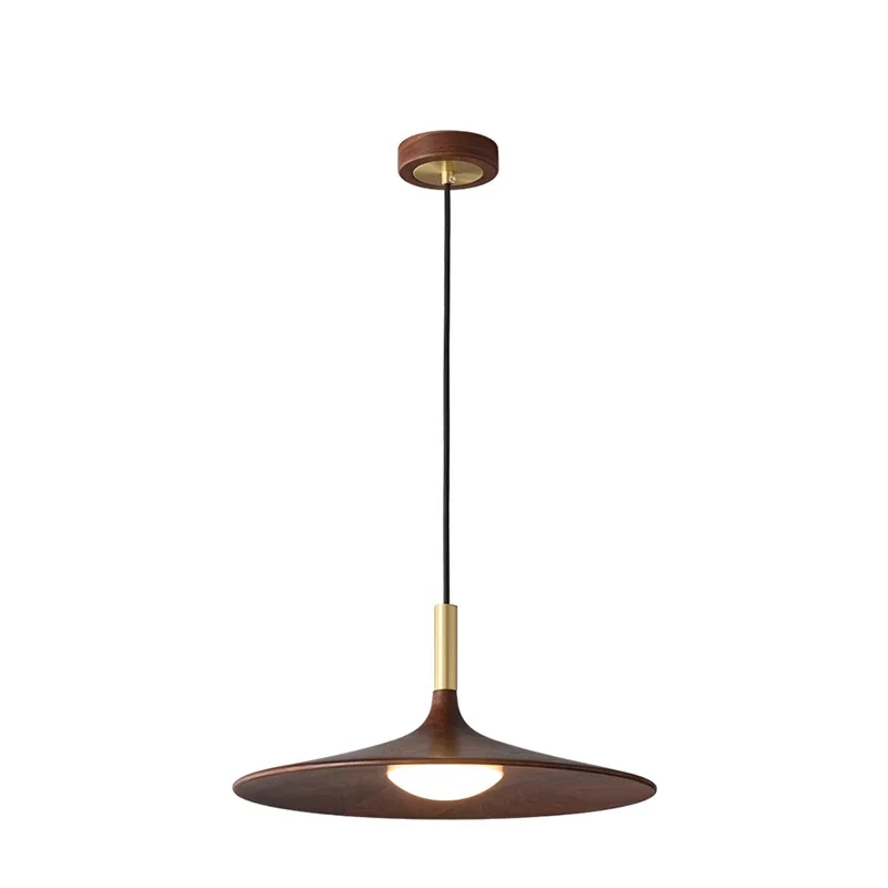 

New Chinese medieval dining room flying saucer chandelier, black walnut solid wood wabi-sabi style bedside bar three-head