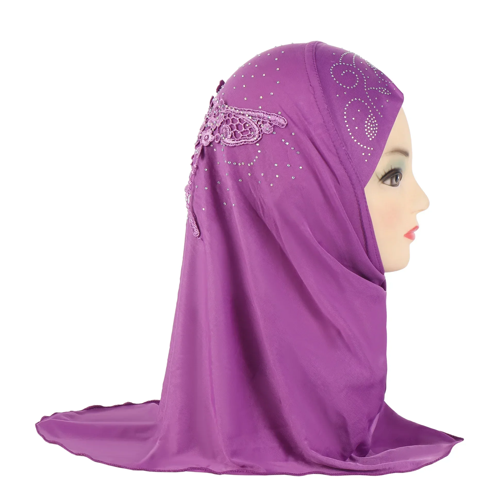 

Ramadan Kids Girls Muslim Hijab Turban One Piece Amira Cap Underscarf School Islam Ready To Wear Instant Headwrap Scarf 2-6Y