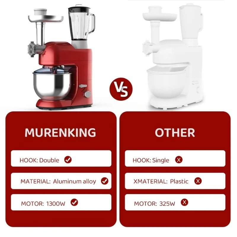 3 in 1 Pastry Stand Food Mixer Household CE GS Approved Electric Multifunctional Kitchen Stand Mixer Blender Food Processor