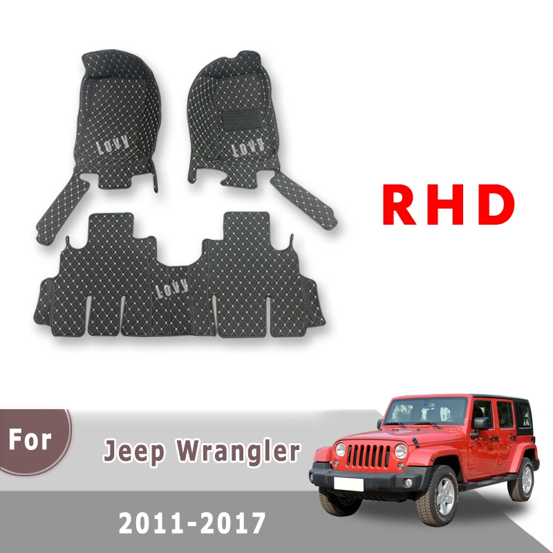 

RHD Carpets For Jeep Wrangler 2017 2016 2015 2014 2013 2012 2011 (4 Doors) Car Floor Mats Auto Interior Protectors Accessories