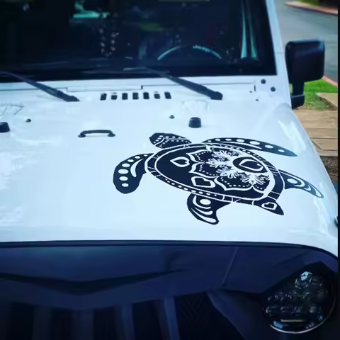 Sea Turtle with Mandala Flower Car Sticker Decal for Auto Hood Truck Offroad Caravan Camper Rv Vinyl Decor