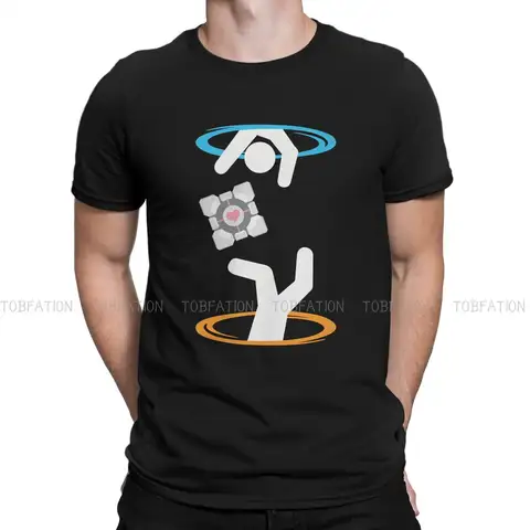 T-shirt col rond homme, vintage, en coton, transparent, avec don't lose the companion cube