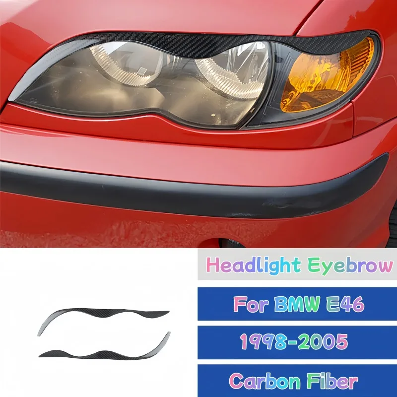 

For BMW E46 1998-2005 carbon fiber headlight eyebrow decorative cover-car appearance upgrade simple atmospheric accessories