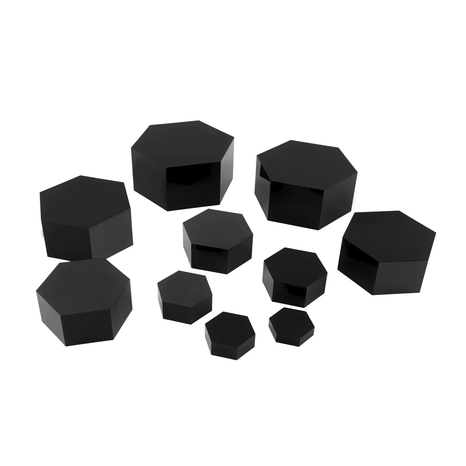 10 Clear Acrylic Hexagonal Risers, Decorative Display Stands for Cakes, Desserts & Pastries, Perfect for Bakeries, Cafes, Weddings & Parties, Great for Jewelry, Perfume & Skincare Display