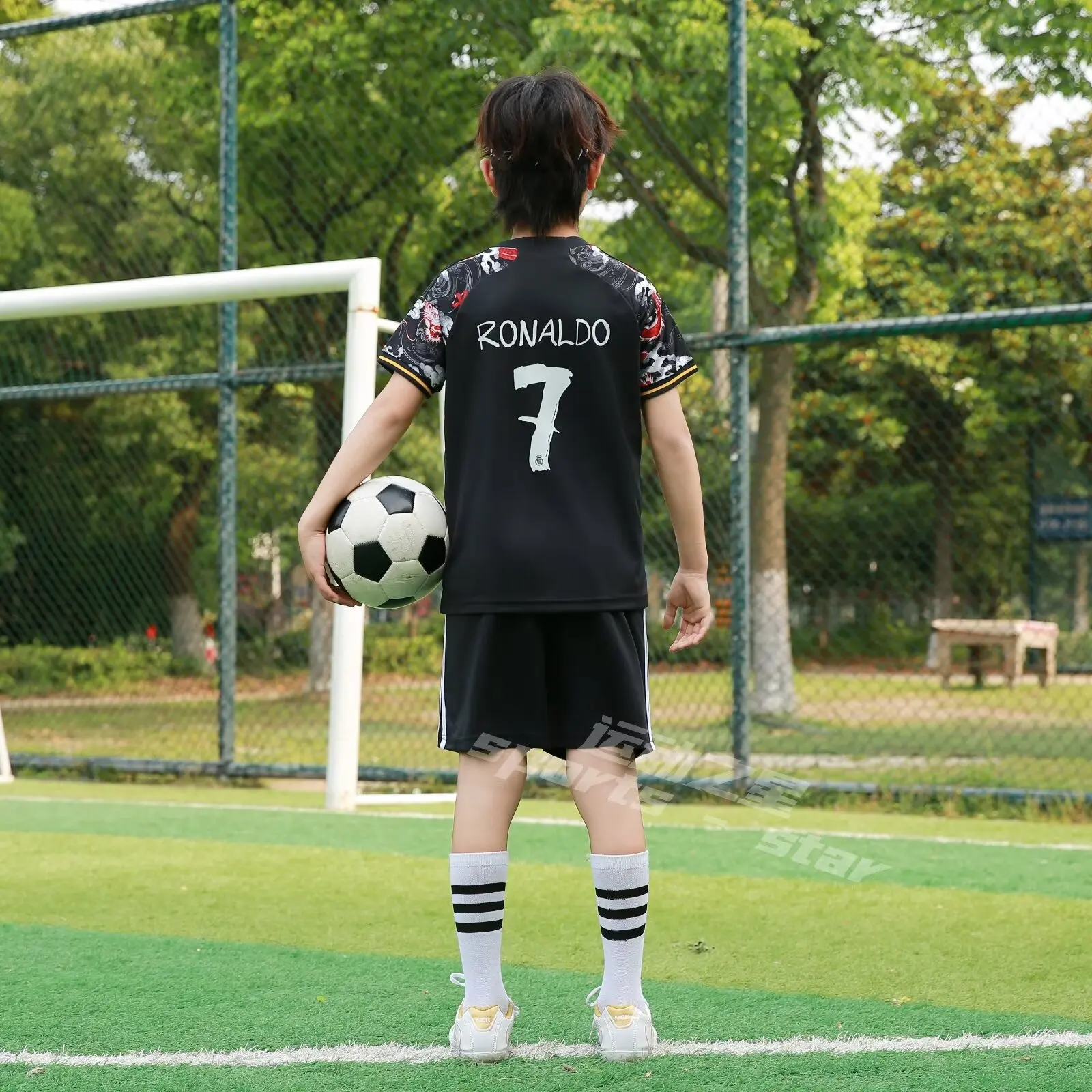 Children\'s sports suit boy girl Ronaldos  Fans shirt Training wear games rugby Football Shirt   Kids Child Sets Kit uniform