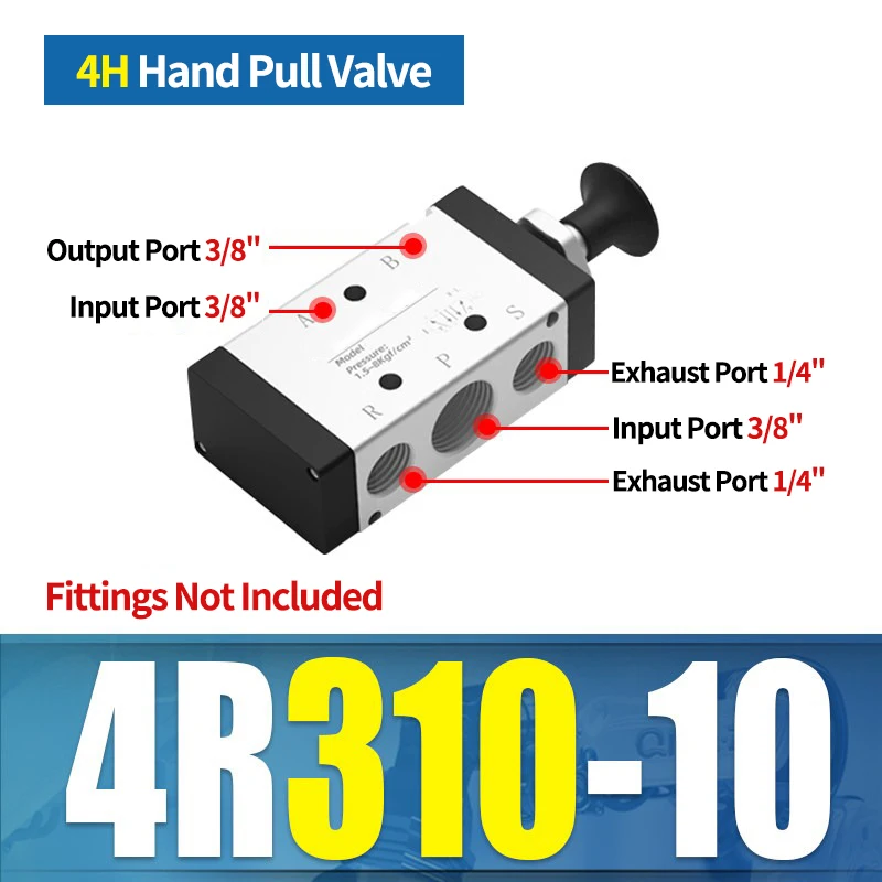 4H210-08 5/2 Way Pneumatic Hand Lever Valve 2 Position 5 Port Air Manual Control Operated Valve