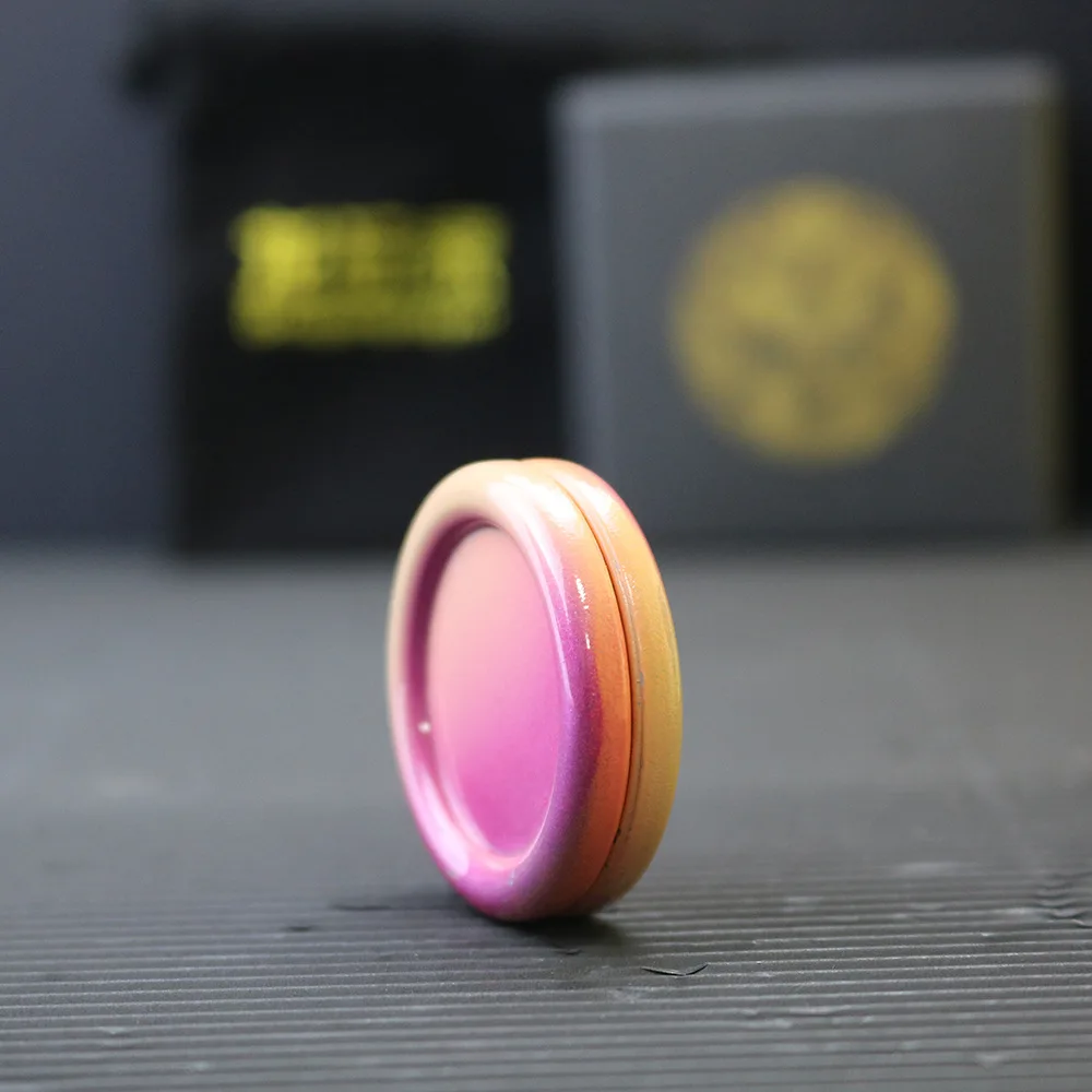 Mini gradiente rosa moeda mão spinner empurrar sliders brinquedo adulto portátil alívio do estresse edc ventilação artefatos fidget tdah autismo brinquedos