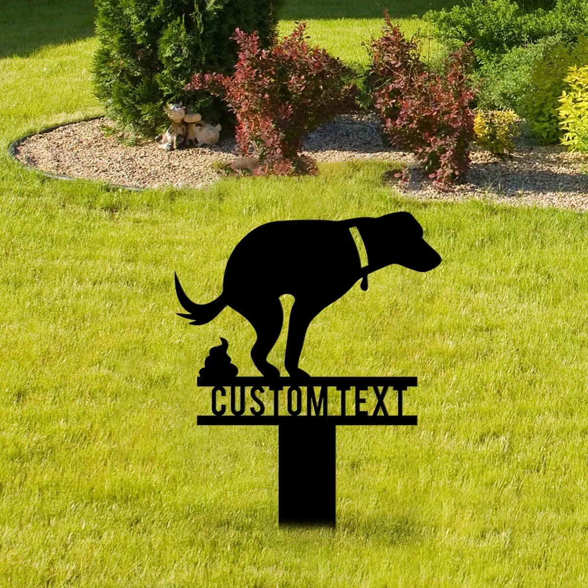 Custom - Not Here Dog Pooping Garden Stake,No Pooping Yard Art, Dog Yard Sign