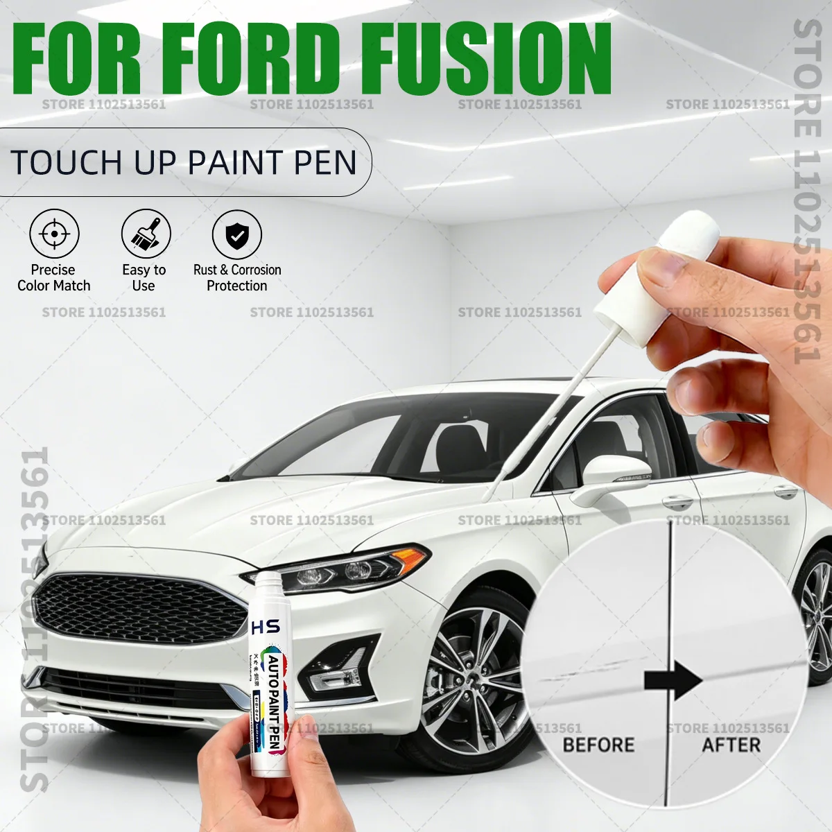 For Ford Fusion Diamond White Oyster Sand Pearl White Green Orange Car Paint Repair Pen Restores Original Factory Paint Finish
