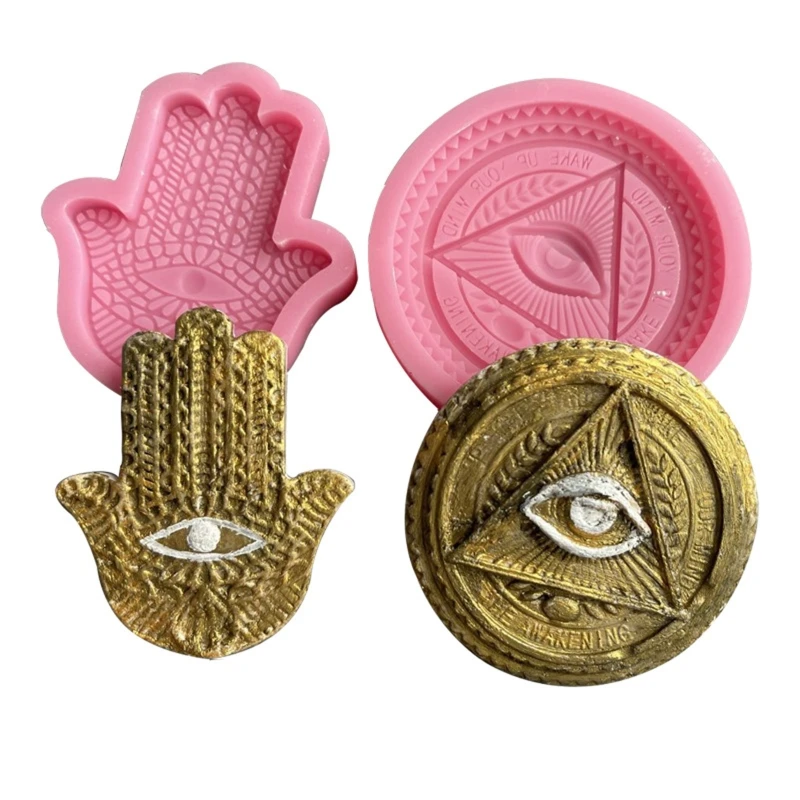 Buddha's Hand Fatima Hand Round Totem Mold Silicone Pendant Mold Home Decoration Mold Suitable for Women and Men