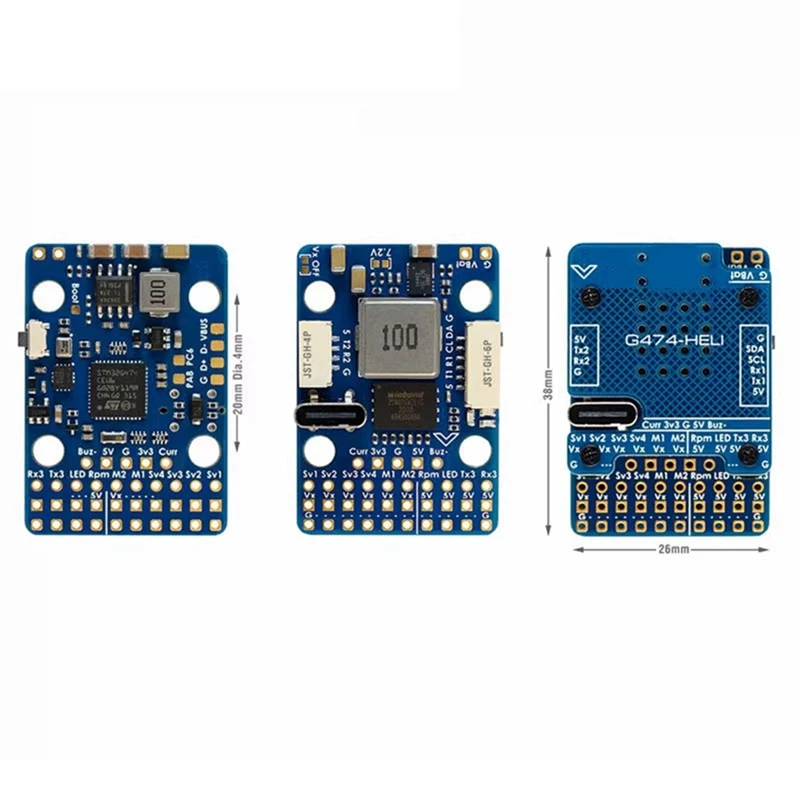 Daily G474-HELI Контроллер полета RC Вертолет Бесфлайбарный контроллер STM32G474 ICM42688P SPL06L 2X прошивка BEC Rotorflight