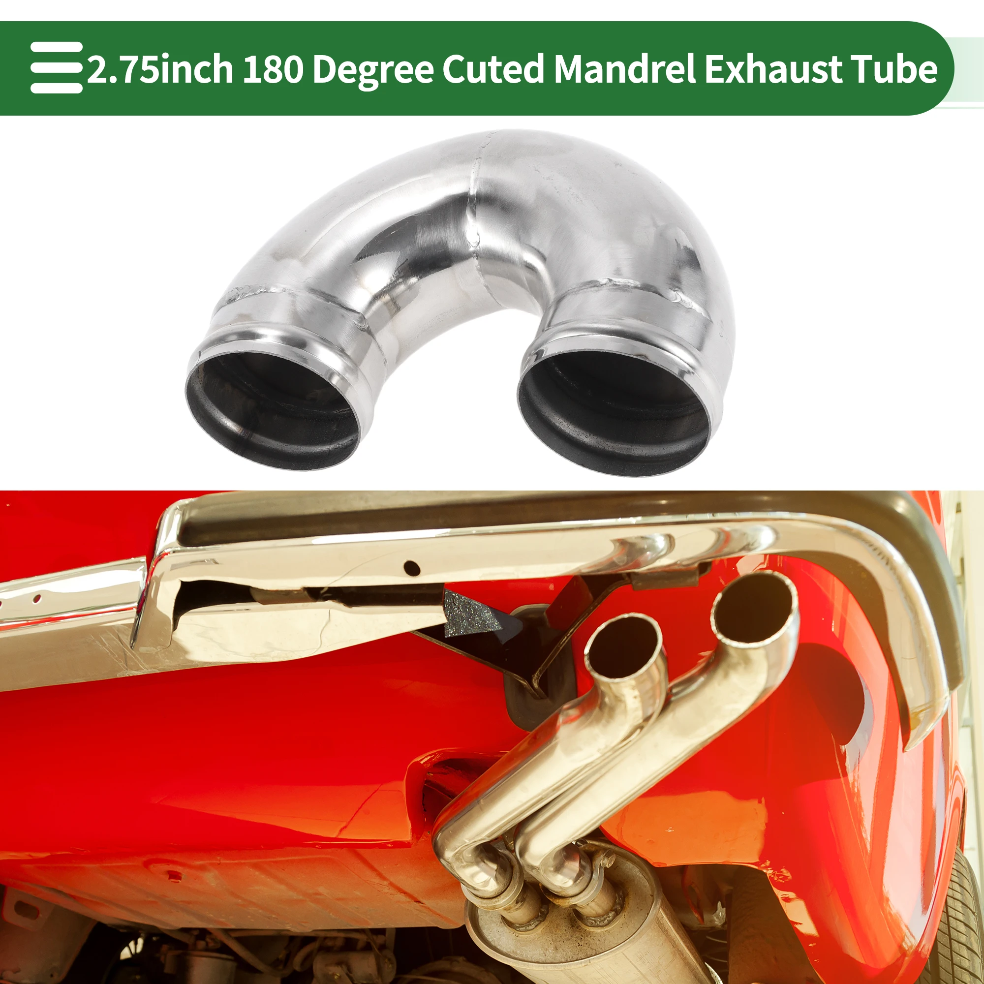 UXCELL 180 Degree 100mm 200mm Leg Length Mandrel Exhaust Tube with Bead Roll Car Modified Exhaust Pipe Piping 51-127mm OD