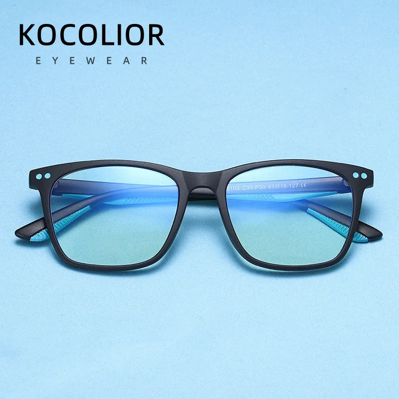 KOCOLIOR 2025 TR90 Children's Anti Blue Light Glasses for Boys and Girls Simple Small Square Frame Computer Dual Color Glasses
